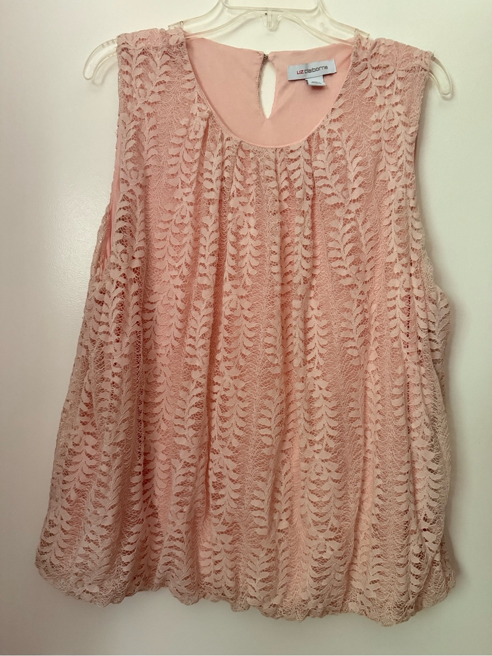 Liz Claiborne Pink Lace Sleeveless Top